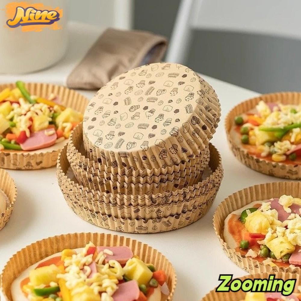 ZOOMING 50 Khay Giấy Pizza, Chảo Pizza Dùng Một Lần Chống Dính Tròn, Ứng Dụng Nướng Bánh Giấy Chống Mỡ Đa Kích Thước