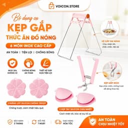 Bộ Dụng Cụ Kẹp Gắp Thức Ăn Đồ Nóng 6 Món Inox Nhấc Nồi Miếng Rửa Bát Silicon Gắp Nóng Nhỏ Gọn Tiện Lợi HD55 1
