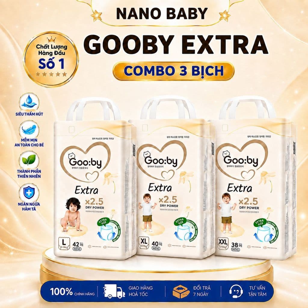 (LINK TRỢ GIÁ) Combo 3 Bịch Tã/Bỉm Dán và Quần GOOBY EXTRA Siêu Mỏng Nhẹ, Đủ Size Cho Bé Từ NB-3XL