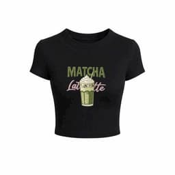 Size free 28-45KG Áo thun nữ CROPTOP co giãn họa tiết - hình chữ MÁT CHA 3
