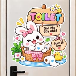 "Decal Dán Cửa Nhà Vệ Sinh Hoạt Hình Dễ Thương, Chống Thấm Nước, Bền Đẹp" 8