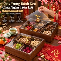 Khay đựng bánh kẹo hoa quả khô cao cấp sang trọng nhẹ bằng gỗ Melamile mẫu mới 2027 1