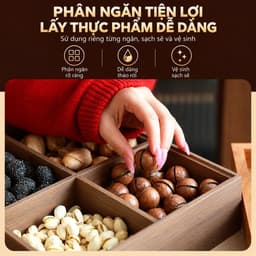 Khay Mứt 6 Ngăn Gỗ Melamine Cao Cấp Có Nắp Đậy, Khay Đựng Bánh Kẹo, Hạt, Trái Cây Khô Sang Trọng 7