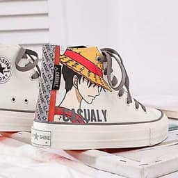 Giày thể thao nam nữ cổ cao Luffy hải tặc mũ rơm One Piece anime 2