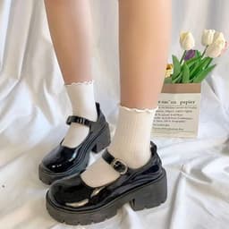 Tất nữ cổ bèo phong cách Hàn Quốc – Tất cổ trung màu trắng/đen dễ thương, co giãn mềm mại hàng cao cấp VOICON-[TV01] 8