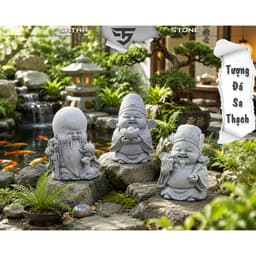 Bộ tượng Tam Đa đá sa thạch - trang trí tiểu cảnh,bán cạn, terrarium,bonsai 5