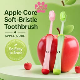 🩰PinkPaws Bàn chải đánh răng lông mềm Fun Apple dành cho trẻ em: Lông bàn chải dày nhẹ nhàng chăm sóc nướu nhạy cảm. 2