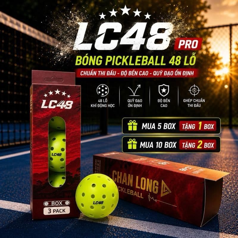 [CHÍNH HÃNG] Bóng Pickleball CHANLONG LC48 Pro 48 Lỗ, Bay Chính Xác, Chống Méo, Tập Luyện Thi Đấu