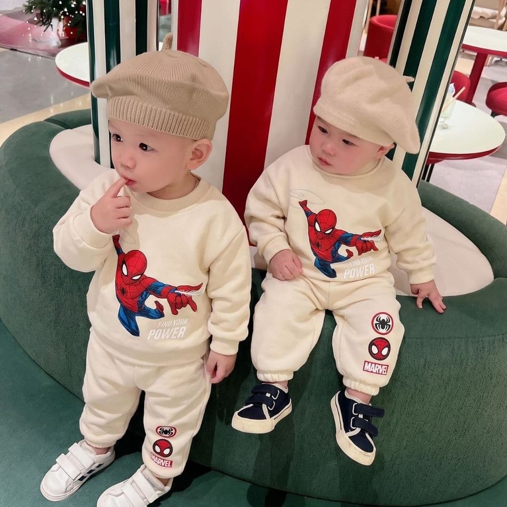 [10-29kg] Bộ Nỉ 2 Da Cao Cấp Dày Mịn Ấm Cho Bé Trai KIMCHIBABY Họa Tiết Siêu Anh Hùng, Bộ Nỉ Cho Bé Mặc Thu Đông BN601