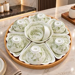 Bộ Bát Đĩa Hoa Mặt Trời 45cm  Hoa Dành Dành Dùng Trang Trí , Bày Mâm Cơm Cúng 3