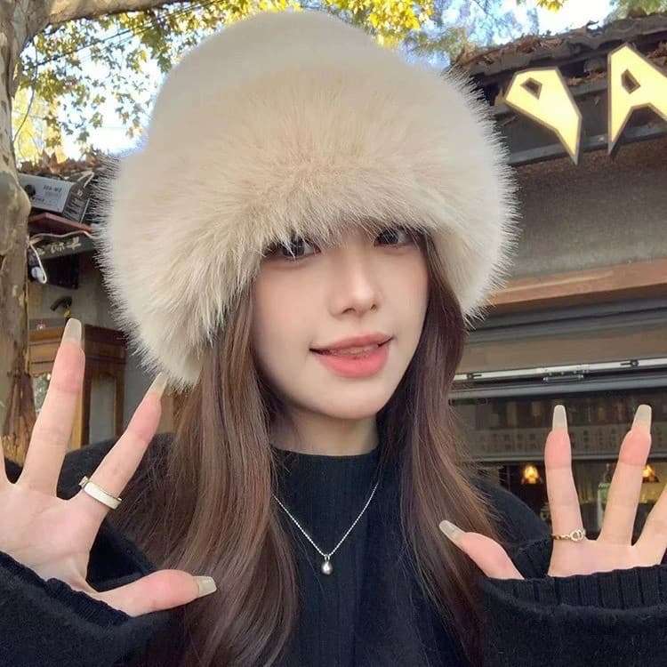 Mũ lông nữ Hàn Quốc NOVSET bucket lông cừu ulzzang đẹp mùa đông thời trang đủ màu trắng, nâu, be xinh(T2-KHO5)