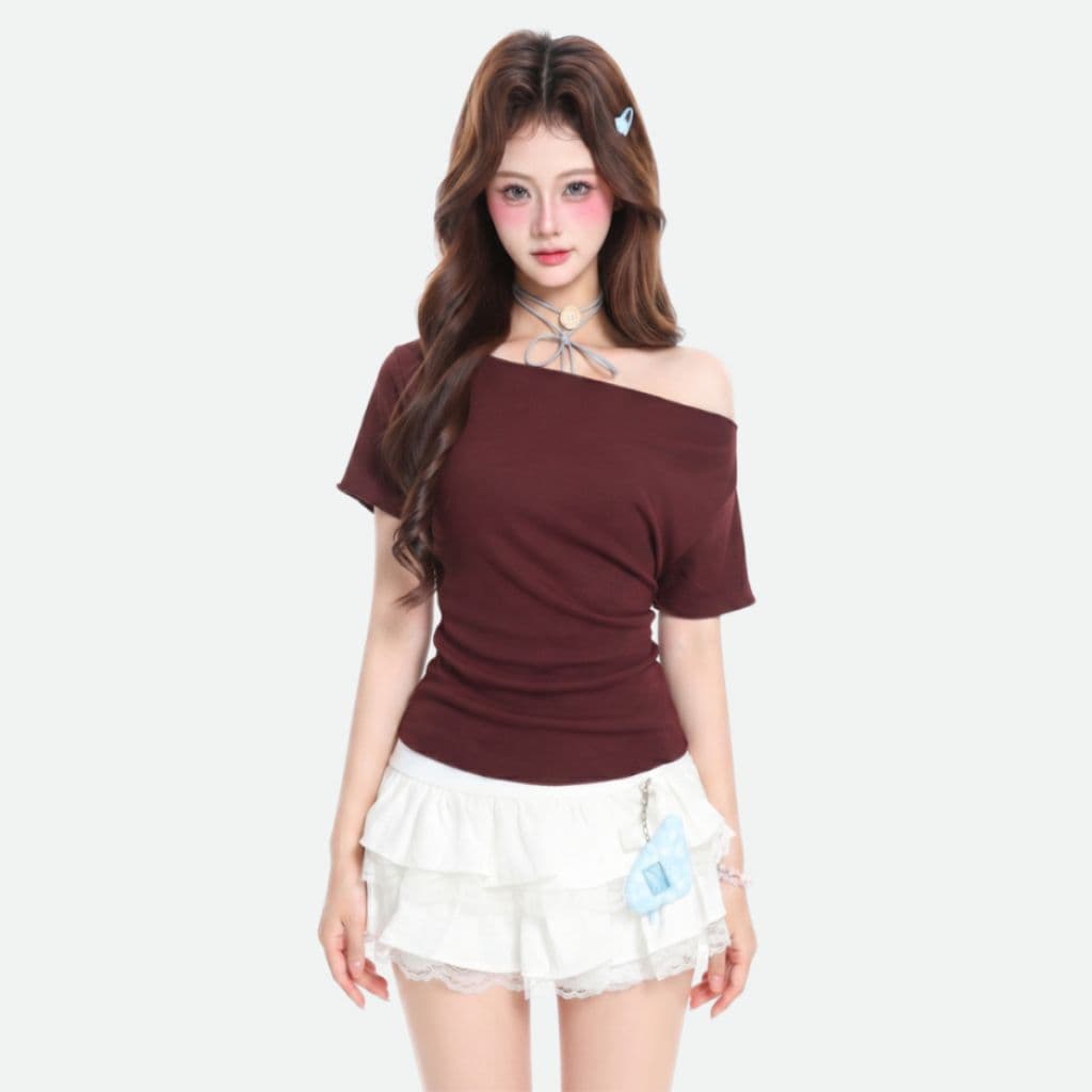 Áo Thun Nữ Kiểu Lệch Vai Tay Cánh Dơi Dây Buộc Nơ Sau Lưng A51600 - Fashion 73
