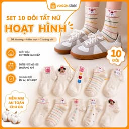 Combo 10 Đôi Tất Thỏ Bông Chấm Bi Cổ Ngắn Hình Dễ Thương VOICON-[TV01] - Phụ Kiện cho Nữ 1