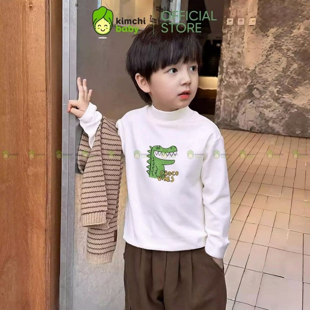 [10-29KG] Áo giữ nhiệt bé trai cao cấp KIMCHIBABY cổ cao 3p DÀY MỊN SIÊU ẤM dài tay cho bé mặc thu đông ACL601