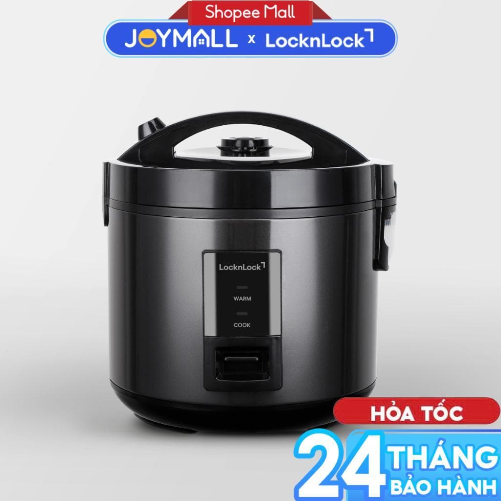 Nồi cơm điện LocknLock Daily rice cooker EJR472BLK 1.8L màu đen, hàng chính hãng, nấu chỉ 1 nút nhấn - JoyMall