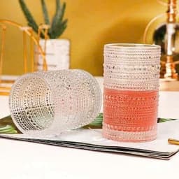Bộ 6 ly cốc thuỷ tinh dáng trụ hoạ tiết giọt nước chấm bi dung tích 440ml 4
