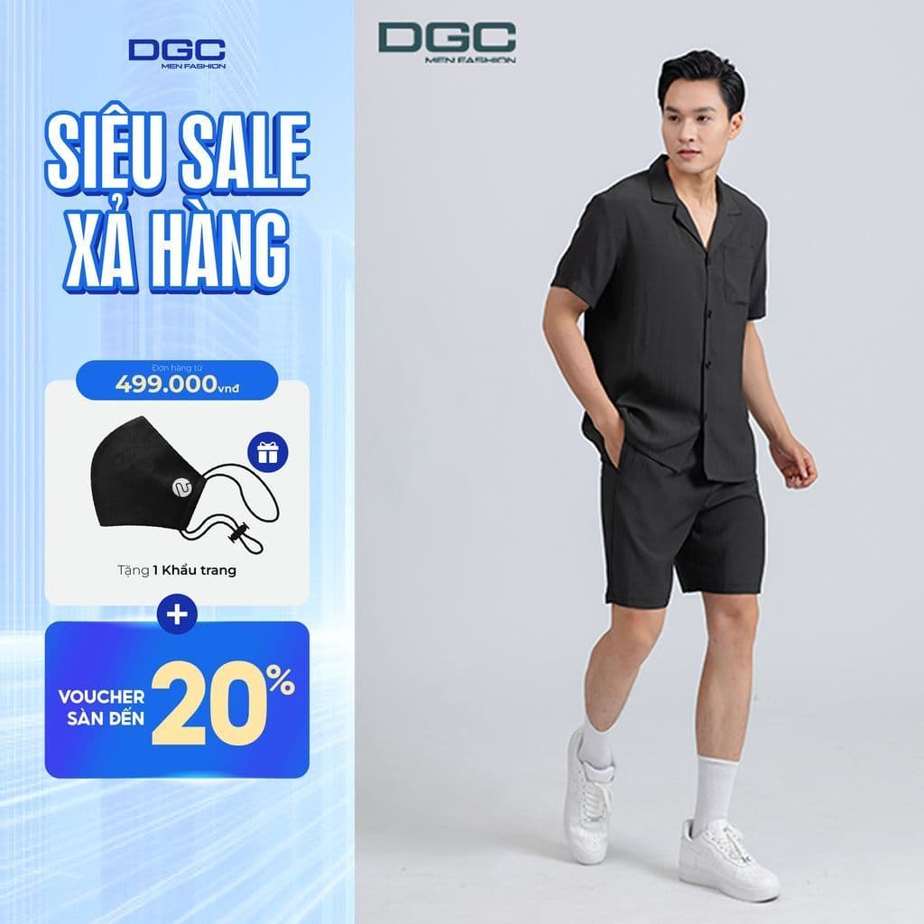 Bộ Đồ Nam DGC Cổ Pijama Ngắn Tay - Chất Liệu Mềm Mịn, Thoáng Mát, Mặc Nhà & Du Lịch - SPIABD01M-S