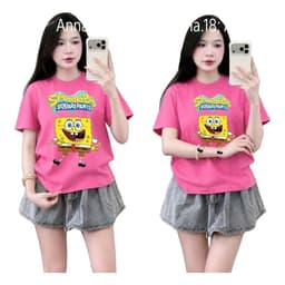 Áo thun nữ trơn cotton su 3158, form rộng unisex tay lỡ, họa tiết CON LỪA - trenđy.-quanaounisex84 1