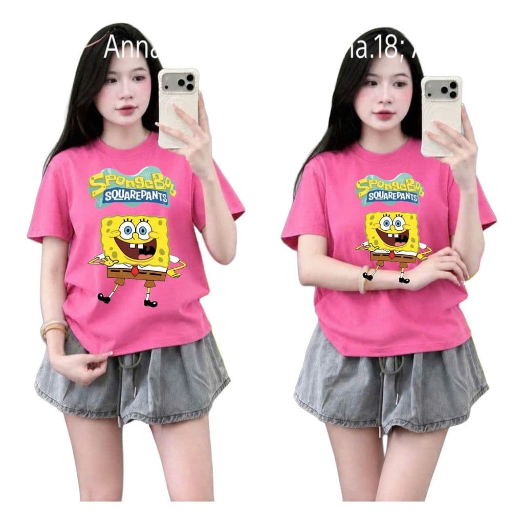 Áo thun nữ trơn cotton su 3158, form rộng unisex tay lỡ, họa tiết CON LỪA - trenđy.-quanaounisex84