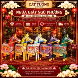 Ngựa Giấy Hàng Bắc Ninh (Cao 35cm) Cúng Quan Thần Linh, Cúng Trạng, Thánh Mẫu, Tạ Đất, Giải Hạn - Tiệm Nhang Cát Tường 1
