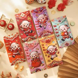Set 6 Chiếc Hình Dê Hoạt Hình Dễ Thương, Phong Bao Lì Xì Đinh Mùi May Mắn, Tài Lộc, Chúc Mừng Năm Mới 1