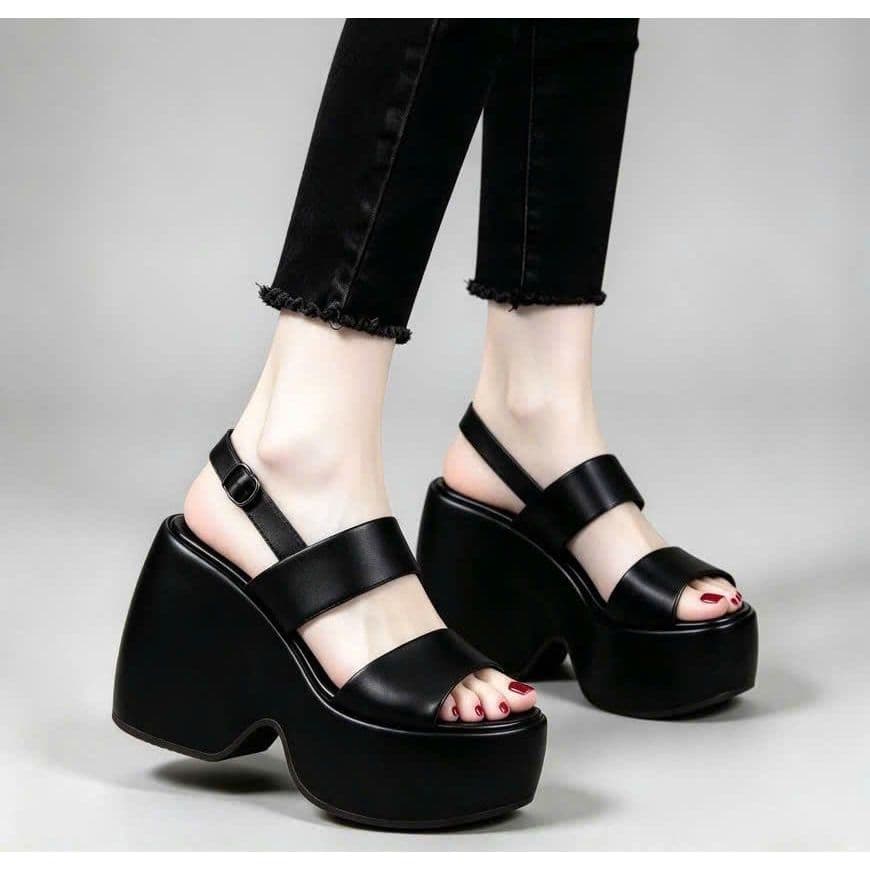 GIÀY SANDAL ĐÉ LÕM HAI QUAI PHỐI KIỂU MỚI CAO CẤP NHẤT 10CM.