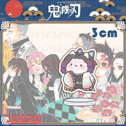 (mua 1 tặng 1) (3CM) Mô hình standee KIMETSU NO YAIBA TRỤ ver NEKO tượng anime chibi mica trưng bày 4