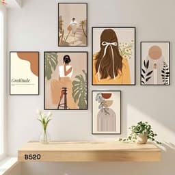 SET 6 Tranh Dán Tường Fomech Bóng CoriHome, Decor Phòng Khách, Phòng Ngủ, Spa, Phòng Nail, Mi 2