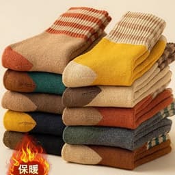 Bộ 5 Đôi Tất Kẻ Lót Lông Vintage Mềm Mại, Siêu Dày Giữ Ấm Tuyệt Vời Cho Mùa Lạnh (sẵn) 🌸🌸🌸 VOICON-[TV01] 6