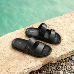 [4-25/9 TẶNG QUÀ TRUNG THU 599K] Dép Nam Quai Ngang LECOS LG53 Da Microfiber Đế Cao Su Chống Trượt Dạo Phố 4