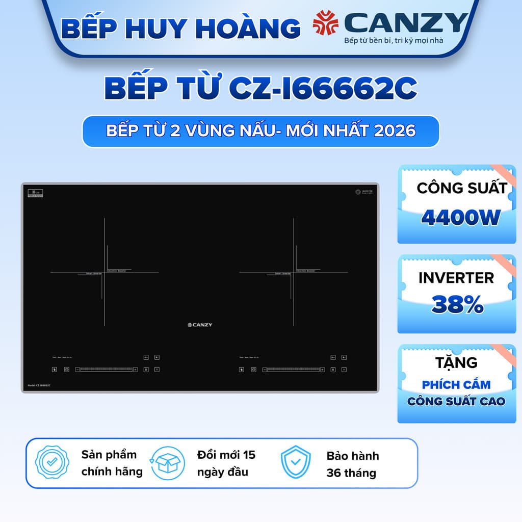 Bếp từ đôi CANZY I66662C | Mặt kính sần chống bám bẩn | Bảo hành 3 năm