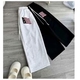 [ Rẻ Vô Địch ] Quần dài thêu chữ ký Unisex chất nỉ ống suông theu xù lá cờ mỹ hót quanh năm 5