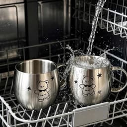Cốc inox 304 cho trẻ, tay cầm tiện lợi, họa tiết thú, dung tích 150ml, nhập khẩu cao cấp. 3