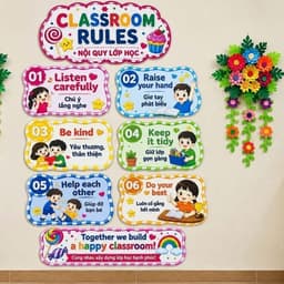 Bộ Nội Quy Lớp Học Song Ngữ Anh Việt Ép Plastic – Trang Trí Lớp Học, Có Sẵn Băng Keo Dán Tường 2