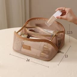 Túi đựng mỹ phẩm gạc vuông cao cấp, Túi đựng đồ trang điểm du lịch di động trong suốt, Dụng cụ sắp xếp chăm sóc da cho du lịch 4