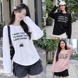 Áo thun giấy cổ tròn thu đông chất thun giấy xước mỏng mát mẻ in chữ phong cách Hàn Quốc  TG WAN18 2 1 5 1
