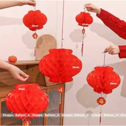 Combo 30/50/100 Đèn lồng đỏ tổ ong mini nilong treo trang trí lễ Tết, Tết nguyên đán, rằm Trung thu 7