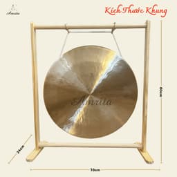 [Amrita] [Hàng Sẵn] Golden Chau Gong 60cm kèm đế gỗ và chày bông - CXNP532 3