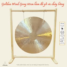 [Amrita] [Hàng Sẵn] Golden Wind Gong 60cm kèm đế gỗ và chày bông - CXNP534 1