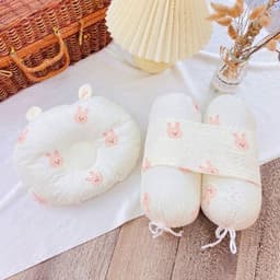 Bộ gối chặn bông vải muslin cao cấp chống giật mình cho bé sơ sinh - Gối lõm chống bẹp đầu cho bé hàng Việt Nam 7