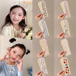 Miếng Dán Tóc Mái Nữ Kiểu Hàn Hoa Nhí Xinh Xắn, Băng Đô Velcro Giữ Tóc Gọn Gàng Khi Makeup Rửa Mặt 5