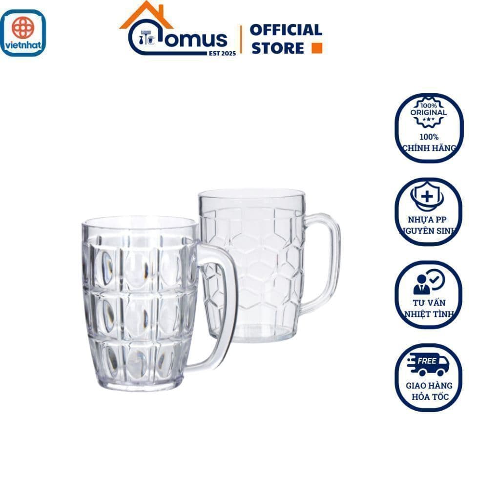 Cốc Uống Nước Nhựa, Cốc Bầu Uống Bia Việt Nhật 6259/6361/4, Ly Nhựa Giả Thuỷ Tinh Bền Đẹp - DOMUS
