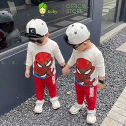 [10-29KG] Bộ Dài Tay Cho Bé Trai KIMCHIBABY Vải Cotton Cao Cấp 190gsm Mềm Mịn Họa Tiết Siêu Nhân Người Nhện KD601 9