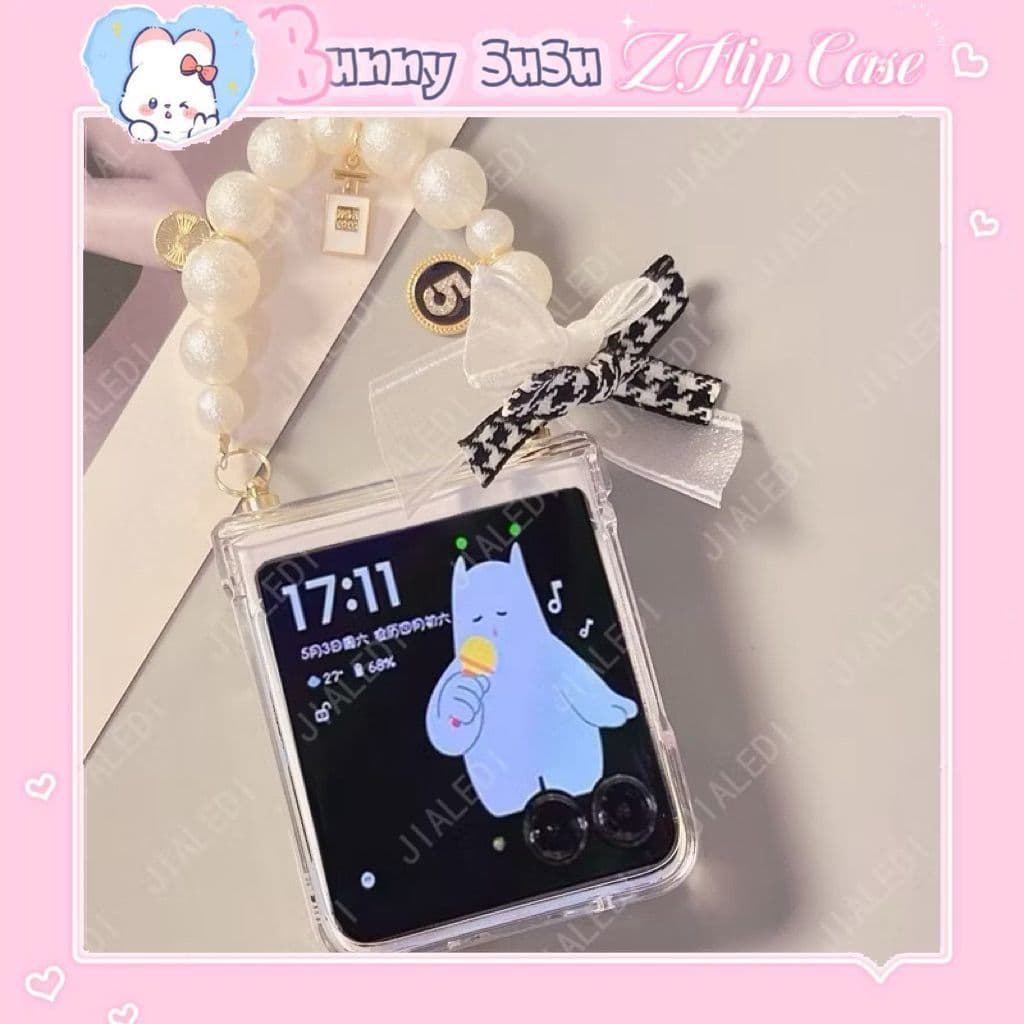 [CÓ SẴN] 2 Dây - Ốp ZFLIP 8 - Z FLIP 7 - Z FLIP6 - FLIP5 5G kèm dây nơ tiểu thư sang trọng và thanh bảo vệ bản lề