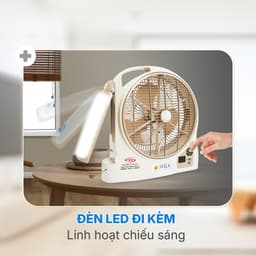 Quạt Sạc Tích Điện Honjianda FL323/FL313 dạng hộp AC&DC 12 inch 1-2 pin - có đèn LED & USB 4