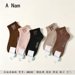 Tất Nữ Cổ Ngắn Họa Tiết Nơ Xinh Xắn – Tất Cotton Mềm Thoáng, Co Giãn Tốt, Phong Cách Hàn Quốc set 10 Đôi 3