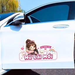 [Hỏa Tốc] Tem Decal Dán Xe Hơi "Nữ Lái Mới" Dễ Thương Chống Thấm Nước - Tem Dán Cảnh Báo Ô Tô Ngộ Nghĩnh, Đáng Yêu 5