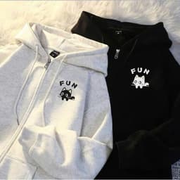 Áo khoác hoodie zip freesize mũ to 2 lớp, tay xỏ ngón, gồm 2 túi, áo chống nắng 38 -50KG -FUN FUN siêu xinh 5