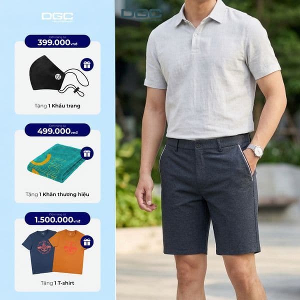 Quần short DGC với kiểu dáng basic, khỏe khoắn tạo sự gọn gàng và thoải mái khi vận động - SQSBC10M