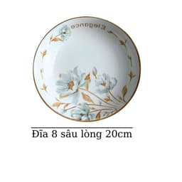 Set Bát Đĩa Gốm Sứ Họa Tiết Hoa Mộc Hương Tặng Kèm 2M Khăn xơ mướp và 5 đôi đĩa sợi thủy tinh 6